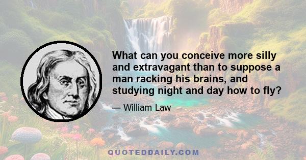 What can you conceive more silly and extravagant than to suppose a man racking his brains, and studying night and day how to fly?