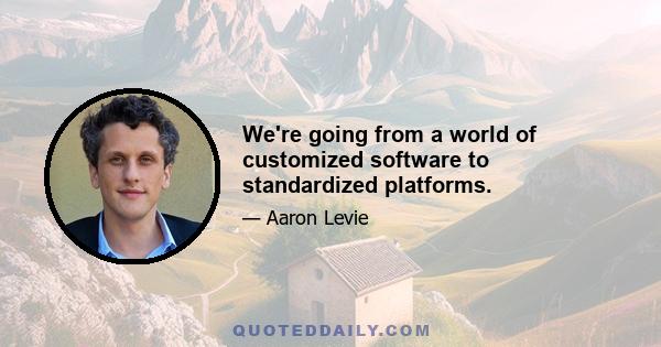 We're going from a world of customized software to standardized platforms.