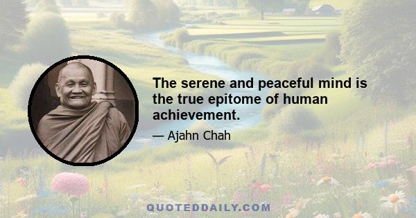 The serene and peaceful mind is the true epitome of human achievement.