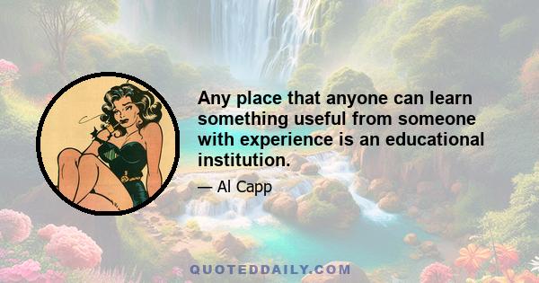 Any place that anyone can learn something useful from someone with experience is an educational institution.