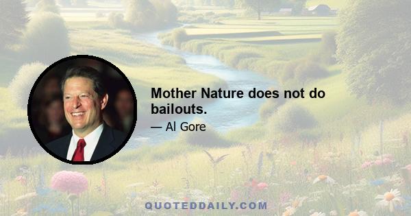 Mother Nature does not do bailouts.