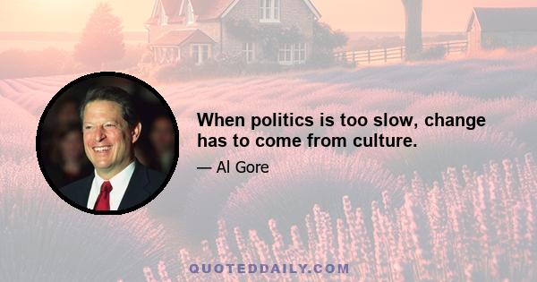 When politics is too slow, change has to come from culture.