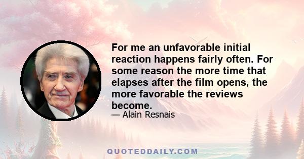 For me an unfavorable initial reaction happens fairly often. For some reason the more time that elapses after the film opens, the more favorable the reviews become.