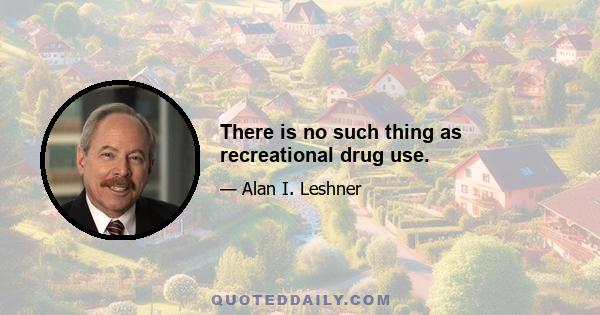 There is no such thing as recreational drug use.