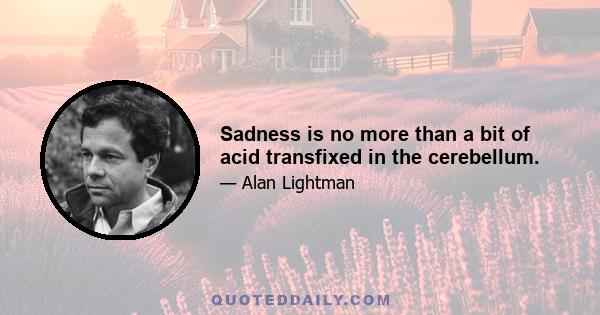 Sadness is no more than a bit of acid transfixed in the cerebellum.