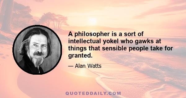 A philosopher is a sort of intellectual yokel who gawks at things that sensible people take for granted.