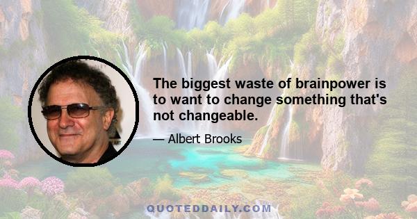 The biggest waste of brainpower is to want to change something that's not changeable.