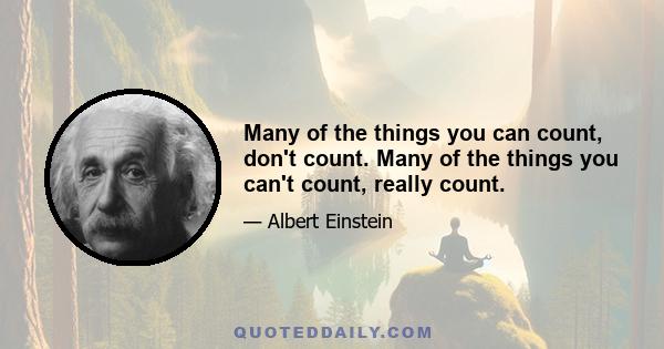 Many of the things you can count, don't count. Many of the things you can't count, really count.