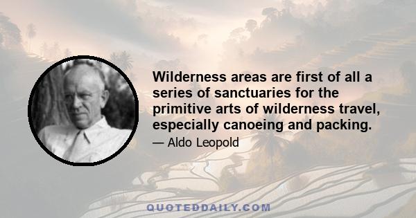 Wilderness areas are first of all a series of sanctuaries for the primitive arts of wilderness travel, especially canoeing and packing.