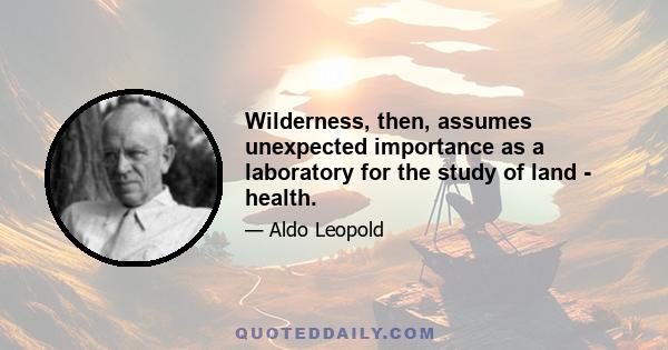 Wilderness, then, assumes unexpected importance as a laboratory for the study of land - health.