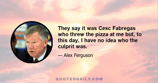 They say it was Cesc Fabregas who threw the pizza at me but, to this day, I have no idea who the culprit was.