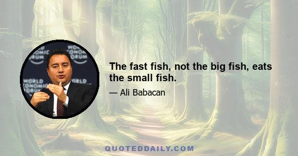 The fast fish, not the big fish, eats the small fish.