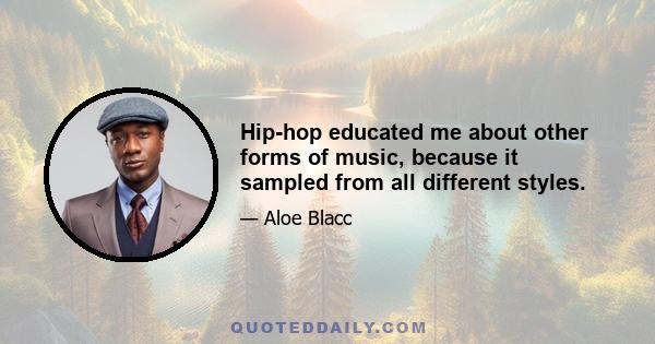 Hip-hop educated me about other forms of music, because it sampled from all different styles.