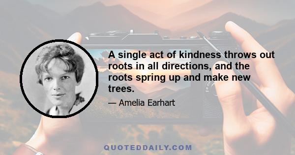 A single act of kindness throws out roots in all directions, and the roots spring up and make new trees.