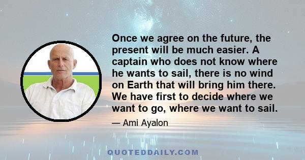 Once we agree on the future, the present will be much easier. A captain who does not know where he wants to sail, there is no wind on Earth that will bring him there. We have first to decide where we want to go, where