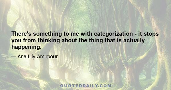 There's something to me with categorization - it stops you from thinking about the thing that is actually happening.