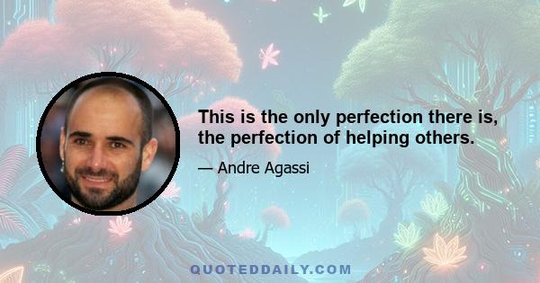 This is the only perfection there is, the perfection of helping others.