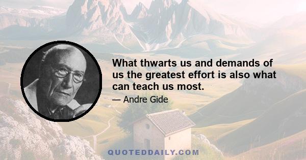 What thwarts us and demands of us the greatest effort is also what can teach us most.