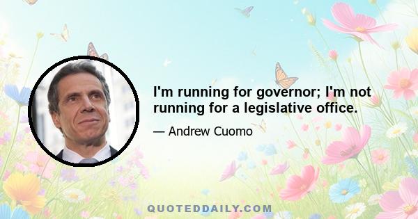 I'm running for governor; I'm not running for a legislative office.