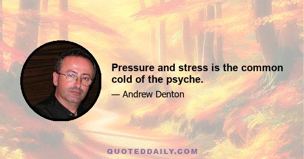 Pressure and stress is the common cold of the psyche.