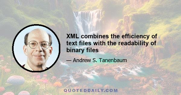 XML combines the efficiency of text files with the readability of binary files