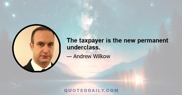 The taxpayer is the new permanent underclass.