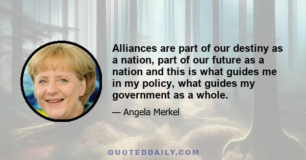 Alliances are part of our destiny as a nation, part of our future as a nation and this is what guides me in my policy, what guides my government as a whole.