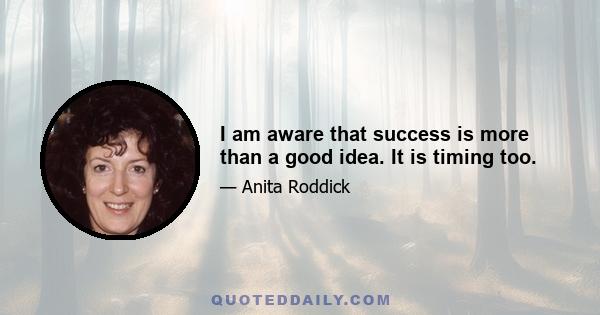 I am aware that success is more than a good idea. It is timing too.