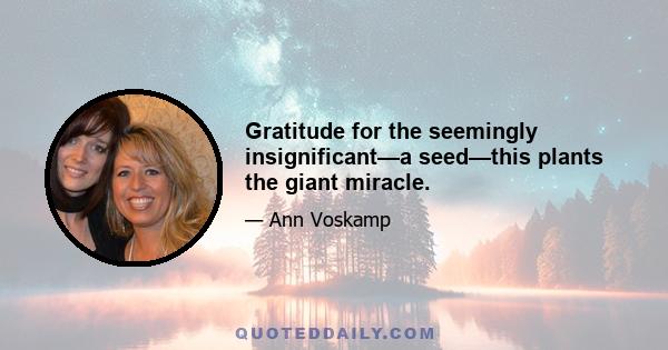 Gratitude for the seemingly insignificant—a seed—this plants the giant miracle.