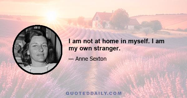 I am not at home in myself. I am my own stranger.