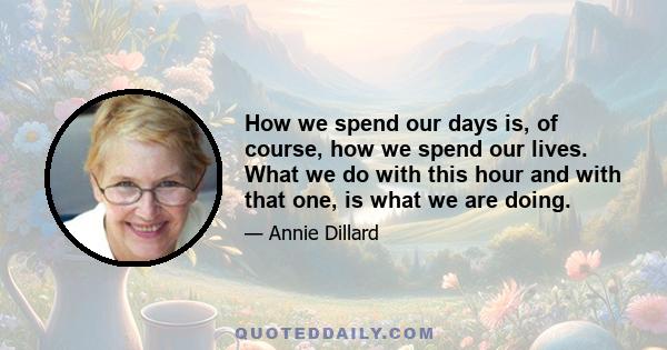 How we spend our days is, of course, how we spend our lives. What we do with this hour and with that one, is what we are doing.