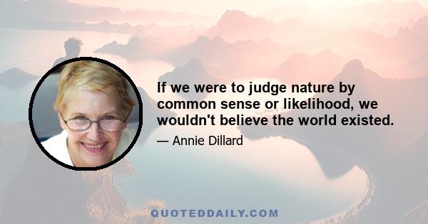 If we were to judge nature by common sense or likelihood, we wouldn't believe the world existed.