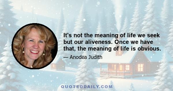 It's not the meaning of life we seek but our aliveness. Once we have that, the meaning of life is obvious.