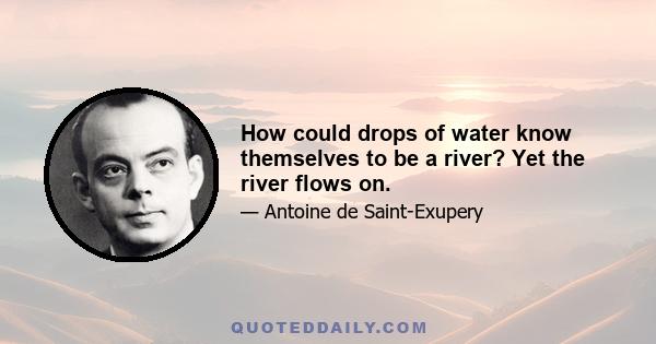 How could drops of water know themselves to be a river? Yet the river flows on.