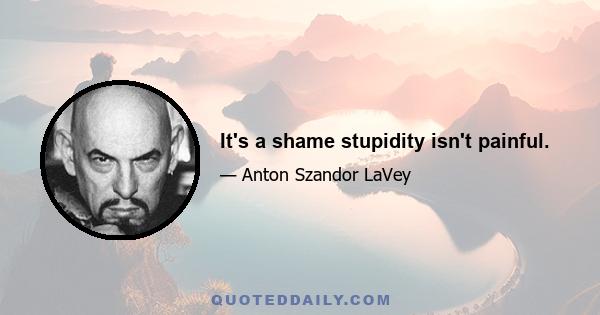 It's a shame stupidity isn't painful.