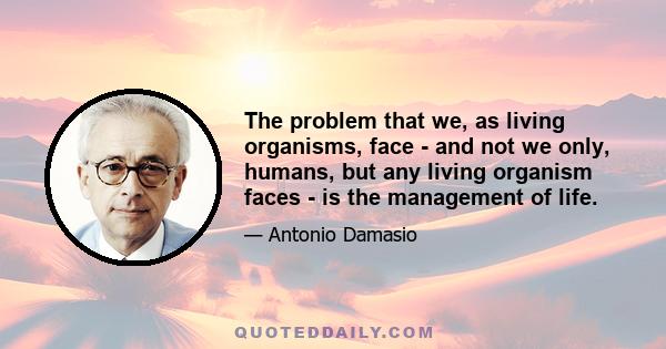 The problem that we, as living organisms, face - and not we only, humans, but any living organism faces - is the management of life.