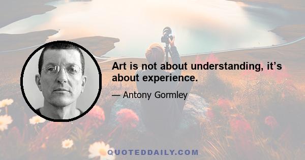 Art is not about understanding, it’s about experience.