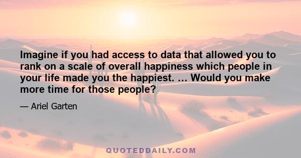 Imagine if you had access to data that allowed you to rank on a scale of overall happiness which people in your life made you the happiest. … Would you make more time for those people?