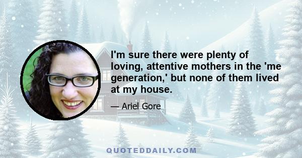 I'm sure there were plenty of loving, attentive mothers in the 'me generation,' but none of them lived at my house.