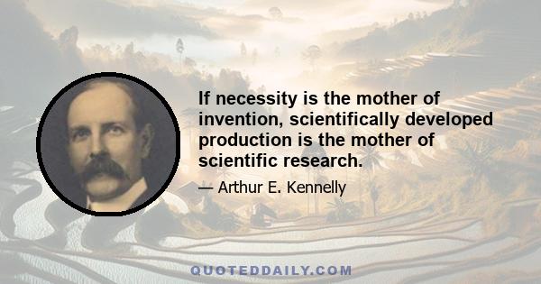 If necessity is the mother of invention, scientifically developed production is the mother of scientific research.