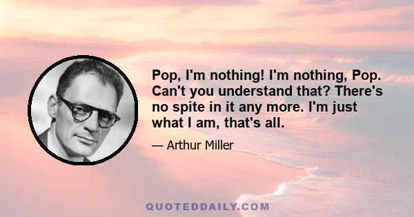 Pop, I'm nothing! I'm nothing, Pop. Can't you understand that? There's no spite in it any more. I'm just what I am, that's all.