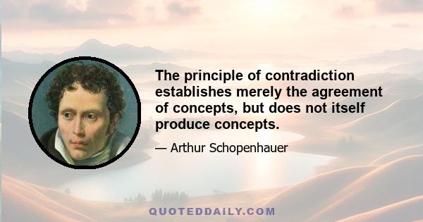 The principle of contradiction establishes merely the agreement of concepts, but does not itself produce concepts.