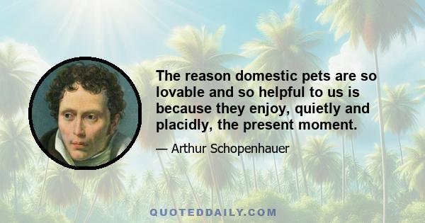 The reason domestic pets are so lovable and so helpful to us is because they enjoy, quietly and placidly, the present moment.