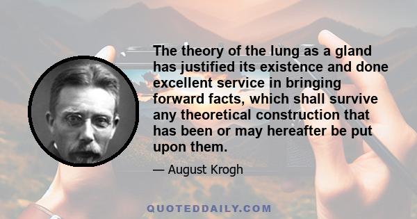 The theory of the lung as a gland has justified its existence and done excellent service in bringing forward facts, which shall survive any theoretical construction that has been or may hereafter be put upon them.