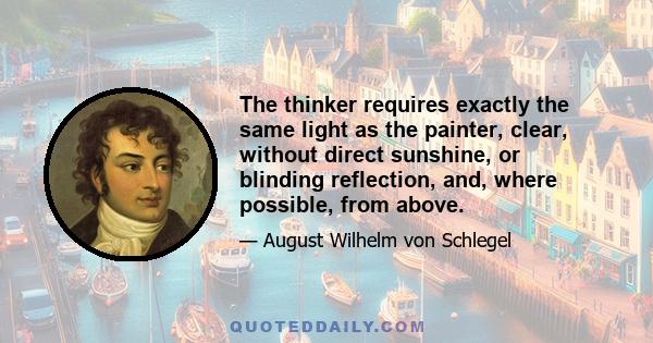 The thinker requires exactly the same light as the painter, clear, without direct sunshine, or blinding reflection, and, where possible, from above.