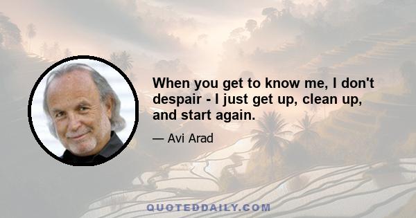 When you get to know me, I don't despair - I just get up, clean up, and start again.