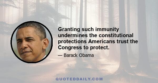 Granting such immunity undermines the constitutional protections Americans trust the Congress to protect.
