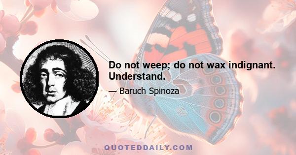 Do not weep; do not wax indignant. Understand.