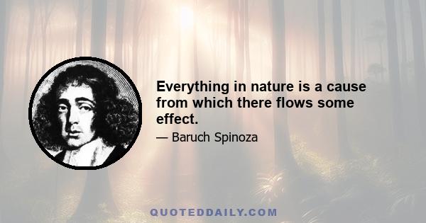 Everything in nature is a cause from which there flows some effect.