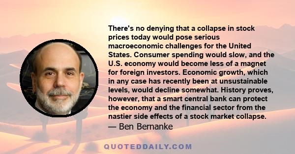 There's no denying that a collapse in stock prices today would pose serious macroeconomic challenges for the United States. Consumer spending would slow, and the U.S. economy would become less of a magnet for foreign